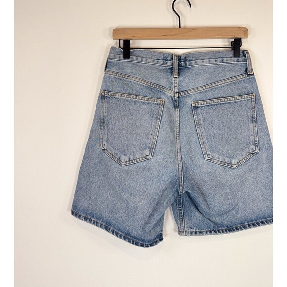 AGOLDE Women Shorts Blue Criss Denim Bermuda High Rise Button Fly Casual Size 25 - Picture 8 of 10
